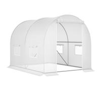 Outsunny Serra a Tunnel con 4 Finestrelle e Ingresso a Zip in Acciaio Zincato e PE, 3x2x1.9 m, Bianco