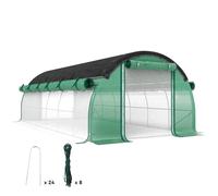 Outsunny Serra a Tunnel con rete parasole e Porta, pareti laterali a rullo, copertura in plastica e telaio in acciaio, 6x3x2 m, Verde Aosom Italy