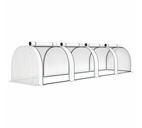 Outsunny Serra a Tunnel in Acciaio e Plastica Impermeabile Anti UV con 4 Porte, 395x100x80 cm, Bianco Aosom Italy