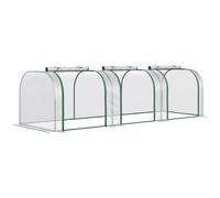 Outsunny Serra a Tunnel in PVC Trasparente e Acciaio con Porte a Cerniera, Serra da Orto 295x100x80 cm Aosom