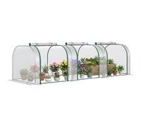 Outsunny Serra a Tunnel per Orto, Piante e Fiori 295x100x80 cm | PVC Trasparente, Acciaio, Porte a Cerniera