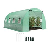 Outsunny Serra circa 4 x 3 x 2 m, con 2 ante con cerniera e 8 finestre a rete, bordi allungati, resistente ai raggi UV, per pomodori, colore: verde