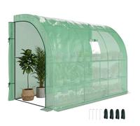 Outsunny Serra con ripiani per finestre, resistente all'inverno, in pellicola in acciaio, montata a parete, per balcone, giardino, pomodori, 300 x 150 x 213 cm, per verdure, fiori, piante, verde