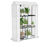 Outsunny serra con ripiani porta a rullo, serra invernale in pellicola d'acciaio, serra per balcone, giardino, casa per pomodori con protezione UV 100x40x150cm serra per ortaggi fiori piante bianco