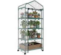 Outsunny Serra con rotolo, Ripiani in acciaio resistente all'inverno, Serra per Balcone, Giardino, Pomodoro, 69 x 50 x 165 cm, Serra per Pomodori, Fiori, Piante Trasparente