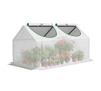Outsunny Serra con telecomando, pellicola in polietilene, serra in acciaio, per balcone, giardino, pomodori, 120 x 60 x 60 cm, per verdure, fiori, piante, bianco