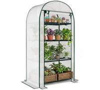 Outsunny Serra da Balcone 4 Ripiani Porta Avvolgibile 80x50x160 cm Bianco