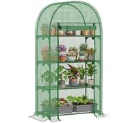 Outsunny Serra da Balcone a 4 Ripiani Serra per Orto 80x50x160 cm Verde