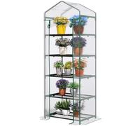 Outsunny Serra da Balcone a 5 Livelli con Porta Avvolgibile, Serra per Orto con Struttura in Acciaio e Copertura PVC, per Piante Orto Verdure Fiori Frutta, 69x49x193 cm, Trasparente