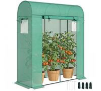 Outsunny Serra da Balcone con Porta Finestre Avvolgibile, Serra per Orto con Struttura in Acciaio e Copertura PE, per Piante Orto Verdure Fiori Frutta, Anti UV, 170x68x200 cm, Verde