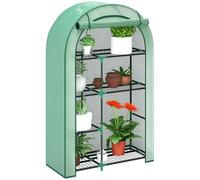 Outsunny Serra da Balcone per Orto a 4 Livelli con Porta a Cerniera Avvolgibile e 14 Fibbie di Plastica, Serra da Giardino in Acciaio e PE, per Piante, Fiori e Verdure, 100x45x160 cm, Verde