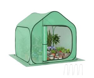 Outsunny Serra da Balcone per Orto Pop up con Ingresso a Cerniera, Serra per Piante Pieghevole in Acciaio e PE 140g/m², Serra da Giardino per Piante, Fiori e Verdure, 150x148x148 cm, Verde