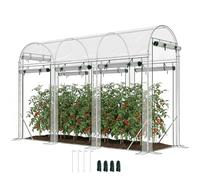 Outsunny Serra da esterno 3x1x2 m, Serra a tunnel con 8 porte avvolgibili, copertura in plastica e telaio in acciaio zincato, anti-UV, impermeabile, per coltivazioni, trasparente