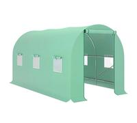 Outsunny Serra da esterno, 4 x 2 m, serra, a tunnel con 6 finestre in rete e porta arrotolabile con cerniera, serra da giardino anti-UV, per cortile giardino verde