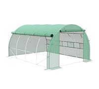 Outsunny Serra da esterno, 4 x 3 x 2 m, serra, con porta e 8 finestre in rete avvolgibili, serra da giardino per cortile giardino verde