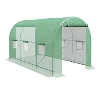 Outsunny Serra da Esterno 4x2x2 m Serra a Tunnel con pareti Laterali avvolgibili 6 finestre a Rete e 2 Porte scorrevoli Serra per Giardino Serra per Patio
