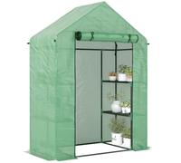 Outsunny Serra da Esterno con 4 Ripiani, Picchetti, 141x72x191 cm, Verde | Funi, in Acciaio e Plastica PE