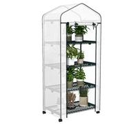 Outsunny Serra da Esterno con 4 Ripiani Ruote Porta Avvolgibile Copertura in PE e Telaio in Acciaio 69x50x165 cm Bianco Aosom Italy