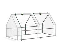 Outsunny Serra da Giardino 180x90x90 cm con 2 Porte Avvolgibili a Cerniera, Serra per Orto con Struttura in Acciaio e Copertura PE, per Orto Verdure Fiori Frutta, Bianco