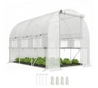 Outsunny Serra da Giardino 2.95x2x2m a Tunnel in Acciaio e Copertura PE Anti-UV, Porte con Zip e Finestre a Rete, Serra per Orto, Bianco Aosom Italy