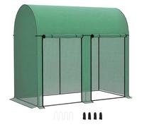 Outsunny Serra da giardino 2 m² serra per pomodori 2 x 1 x 1,78 m 2 porte con cerniera avvolgibili acciaio PE ad alta densità 140 g/m² anti-UV verde