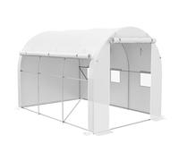 Outsunny Serra da giardino 6 m² dim. 3 x 2 m con 1 porta + 2 pareti laterali avvolgibili con cerniera, 6 finestre, acciaio PE ad alta densità 140 g/m² Anti-UV bianco