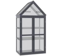 Outsunny Serra da giardino a 3 Ripiani con 2 aperture e 2 porte chiudibili per Orto Piante, 70,5 x 42 x 132 cm, Naturale Aosom Italy