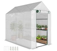 Outsunny Serra da Giardino a Casetta con 4 Ripiani 186x120x190cm Bianco