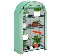 Outsunny Serra da Giardino a Parete a 4 Livelli con Porta a Cerniera, copertura in PE e raggi UV, 100x45x160 cm, Verde Aosom Italy