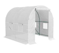 Outsunny Serra a Tunnel da Giardino in Acciaio e Copertura in PE 2.5x2x2m Bianco