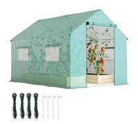 Outsunny Serra da Giardino a Tunnel 2x3x2 m con Porte e Finestre Avvolgibili, Serra per Orto con Tetto a Punta, Struttura in Acciaio e Copertura PE, per Orto Verdure Fiori Frutta, Anti UV, Verde