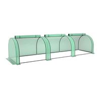 Outsunny Serra da Giardino a Tunnel 3.5x1x0.8 m con 3 Porte Avvolgibili, Serra per Orto con Struttura in Acciaio e Copertura PE, per Orto Verdure Fiori Frutta, Verde