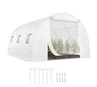 Outsunny Serra da Giardino a Tunnel 4x3x2 m con Porte Avvolgibili e 6 Finestre, Serra per Orto con 2 Rinforzi Diagonali, Struttura in Acciaio e Copertura PE, per Orto Verdure Fiori Frutta, Bianco