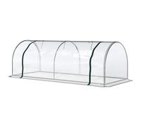 Outsunny Serra da Giardino a tunnel lungo con Porte Anteriori a Cerniera e 4 cinghie angolari, in Acciaio e PVC, 250x100x80 cm, Verde Scuro Aosom Italy