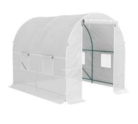 Outsunny Serra da giardino a tunnel per Piante in Acciaio e PE 2.5x2x2m Bianco