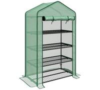 Outsunny Serra da Giardino Balcone con Ripiani 4 Livelli 90L x 49l x 160H cm Acciaio zincato Telone Rimovibile PE Alta densità Verde