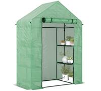 Outsunny Serra da Giardino con 4 Ripiani e Copertura in PE, Porta avvolgibile con Cerniera, Struttura in acciaio, 141x72x191cm, Verde Aosom Italy