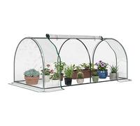 Outsunny Serra da Giardino con Finestre Avvolgibili, Serra per Orto con Struttura in Acciaio e Copertura PE, per Orto Verdure Fiori Frutta, Anti UV, Trasparente