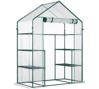 Outsunny Serra da Giardino con Porta avvolgibile, Mensole e Accessori Montaggio, in PE Impermeabile e Anti UV , 142x73x195cm, Verde Aosom Italy