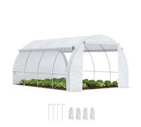 Outsunny Serra da Giardino con Porta, Pannelli e 8 Finestre Avvolgibili Bianco