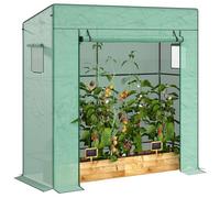 Outsunny Serra da Giardino con Tetto Inclinato, 2 Finestre e Porta Avvolgibili, Serra per Orto con Struttura in Acciaio, Copertura in PE Anti-UV, per Orto Verdure Fiori Piante, 196x77x197 cm, Verde