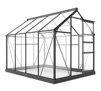 Outsunny Serra da Giardino in Policarbonato con Telaio in Lega di Alluminio 4.79㎡, Serra per Orto con Grondaie, Finestra a Tetto per Ventilazione, Porta Scorrevole, per Piante, 190x252x201cm, Grigio