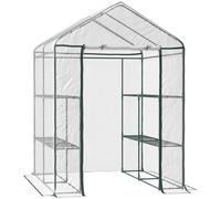 Outsunny Serra da Giardino in PVC Trasparente con cerniera e Ripiani, Serra da Balcone con Scaffali per Piante Orto,1.43 x 1.43 x 1.95m Aosom Italy