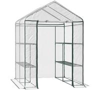 Outsunny Serra da Giardino in PVC Trasparente con Ripiani Portapiante e Porta