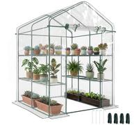 Outsunny Serra da Giardino in PVC Trasparente con Scaffali 1.43x1.43x1.95m | Serra da Balcone, Esterno, per Piante Orto