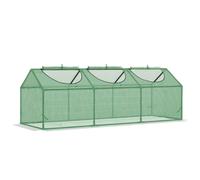 Outsunny Serra da Giardino per Orto con 3 Finestre Avvolgibili e Copertura PE Anti-UV, Bordi estesi di 10cm 180x60x60cm, Verde Aosom Italy