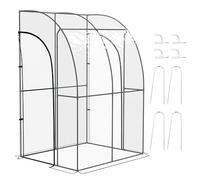 Outsunny Serra da giardino, serra da balcone, telone rinforzato in PVC, telaio in acciaio, 2 porte con cerniera arrotolabili, per verdure, piante, fiori, interni ed esterni, 143 x 118 x 212 cm,