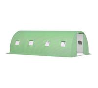 Outsunny Serra da giardino Tunnel 18 m², porta con cerniera arrotolabile, telaio tubolare in acciaio zincato, telone PE ad alta densità, 6 x 3 x 2 m, verde