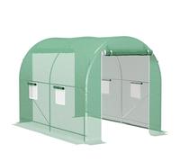 Outsunny Serra da giardino tunnel telaio tubolare rinforzato porta con cerniera finestre arrotolabili verde (300x200x205cm)