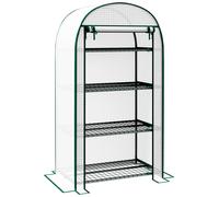 Outsunny Serra da Giardino Verticale con 4 Ripiani in Metallo e Copertura in PE, 80x50x160 cm, Bianco Aosom Italy